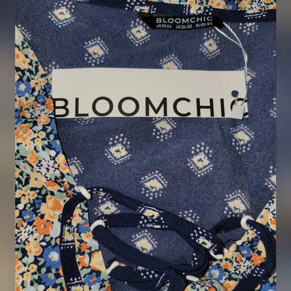 NEW NWT Plus Size Bloomchic Boho Print Ruffle Cap Sleeve Lace Up Dress - Picture 10 of 10